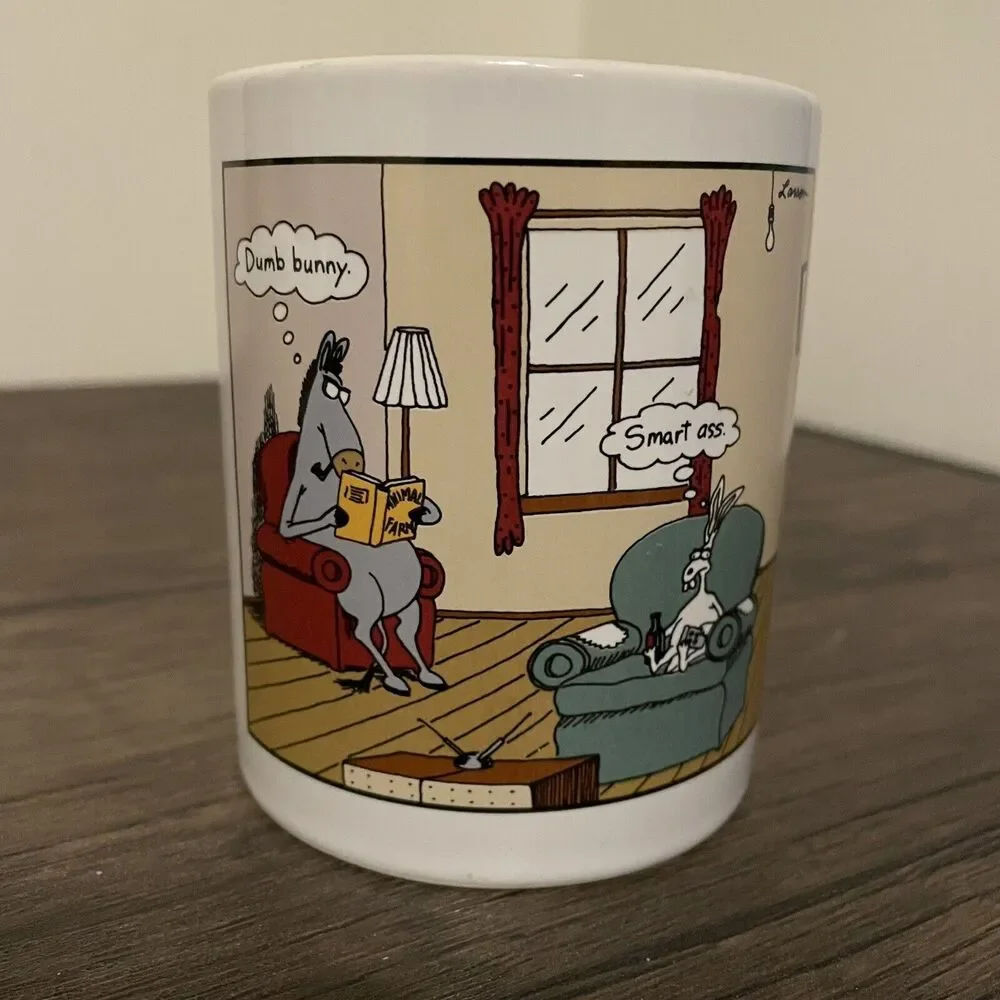 Vintage 1998 The Far Side - Coffee Mug - Dumb‎ Bunny Smart Ass - By Gary Larson